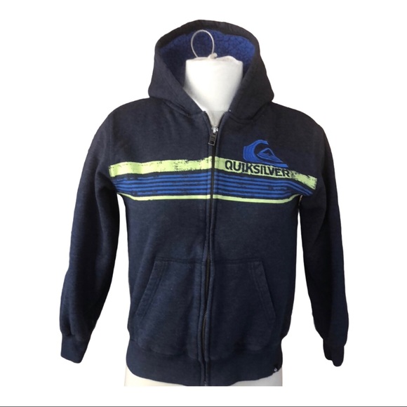 Quicksilver 'sherpa' lined hoodie zip up sweat jacket boys size XS - Picture 1 of 5